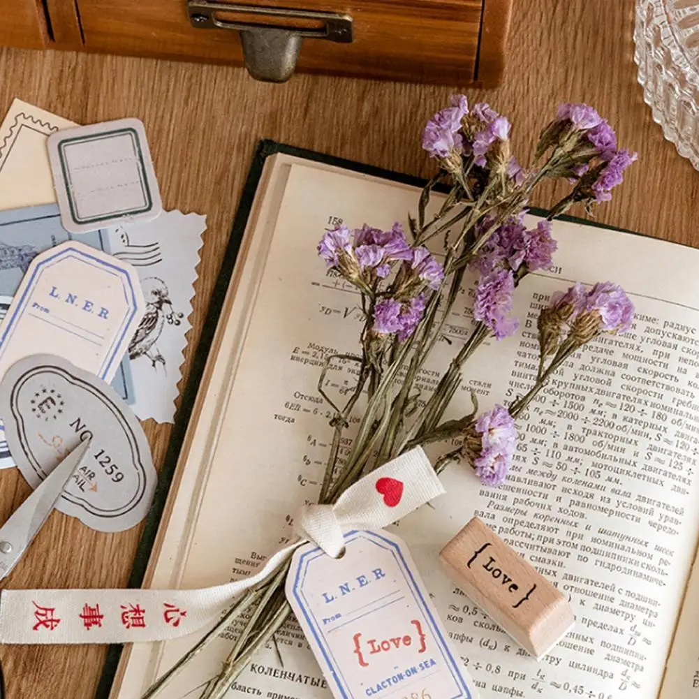 

40pcs/Set Sticker Pack Stamp and Note Set Series Retro Account Dtickers Decoration DIY Stationery Supplies School Hand M2W5