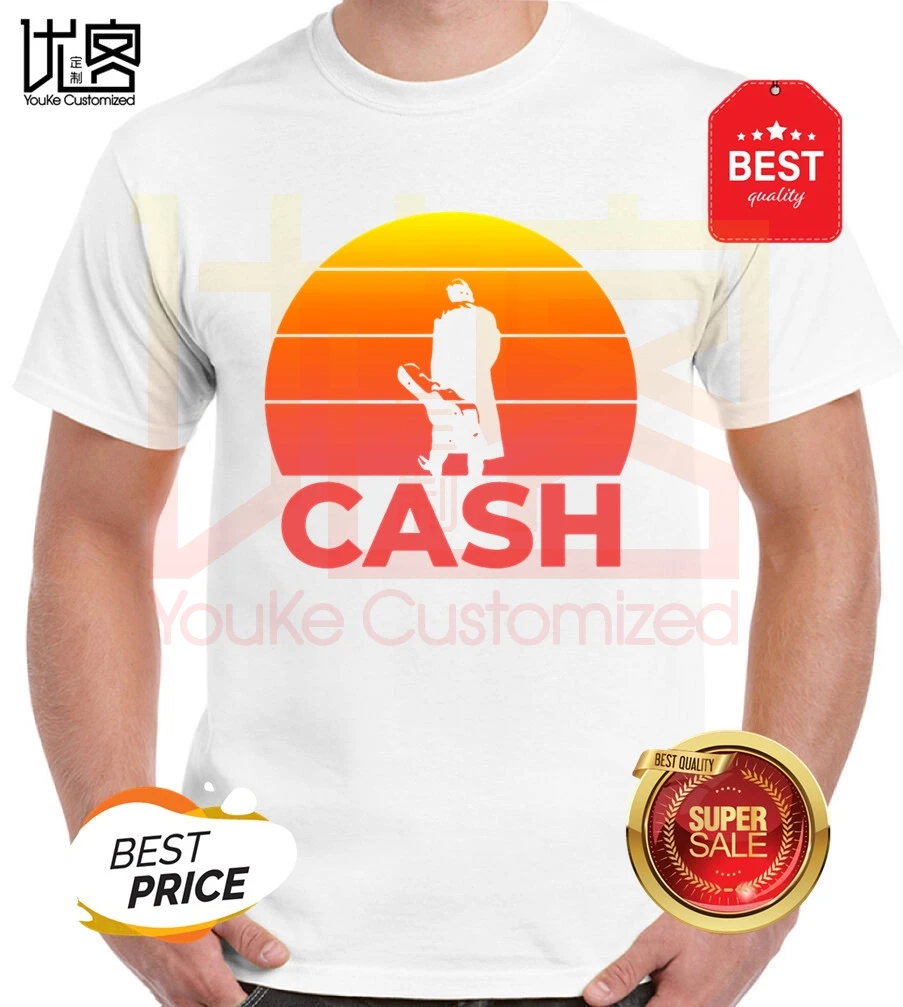 Джонни Кэша закат футболка для мужчин Классическая гитара художник музыка