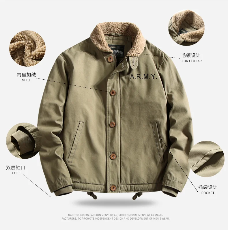 Куртка бомбер в стиле ретро хлопковая куртка для мужчин зимняя Зеленая Мужская