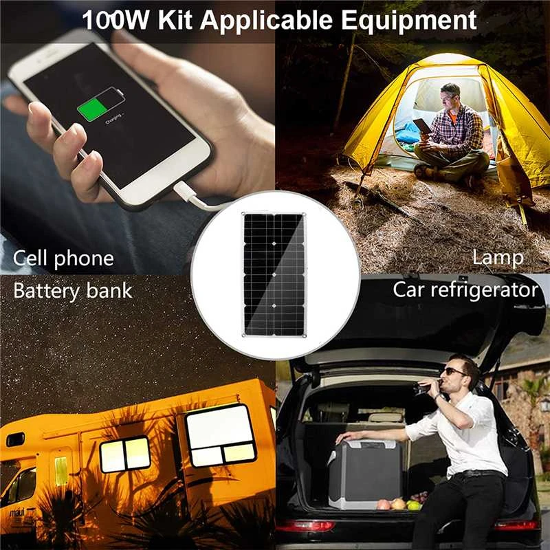 

100W Flexible Solar Panel Kit for Home Solar Power System for Camping Car 12V Solar Charger Cell Energy Sytem