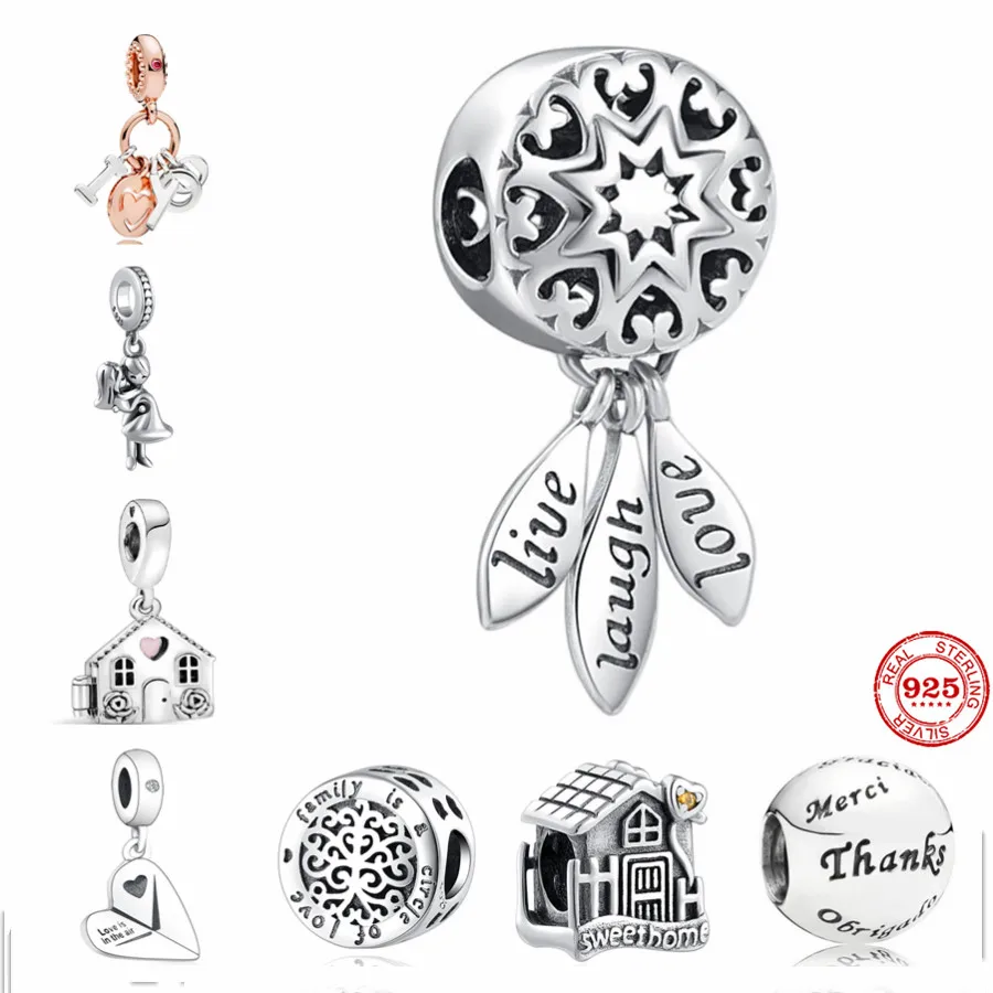 Новые аксессуары из серебра 925 пробы кулон милый дом Я люблю тебя подходит к Pandora