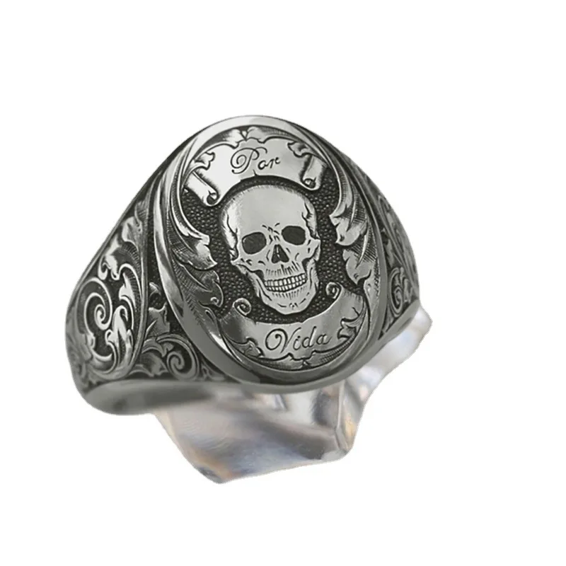 

2021 Fashion Trend Skull Ring Pattern Winding Men's Punk Ring Gothic High Quality Accessories Brother Gift