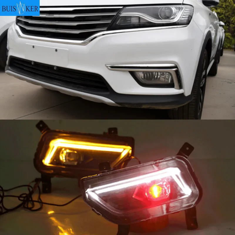 

For Roewe RX5 ERX5 2016 2017 2018 LED Daytime Running Lights DRL Fog Lamp with Yellow Turn Signal Lamp