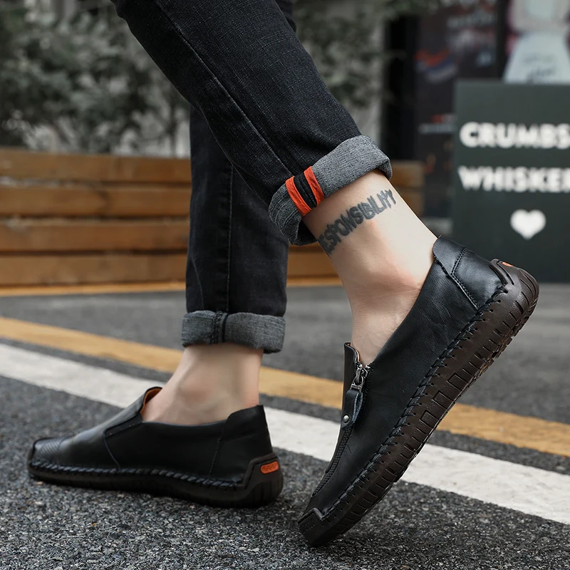 Fashion Genuine Leather Men Shoes Casual Lightweight Flats Loafers Men's Driving Soft Bottom Moccasins Footwear | Обувь