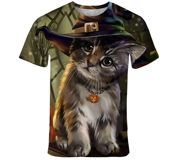 

Funny cute cat T-shirt fashionable leisure T-shirt