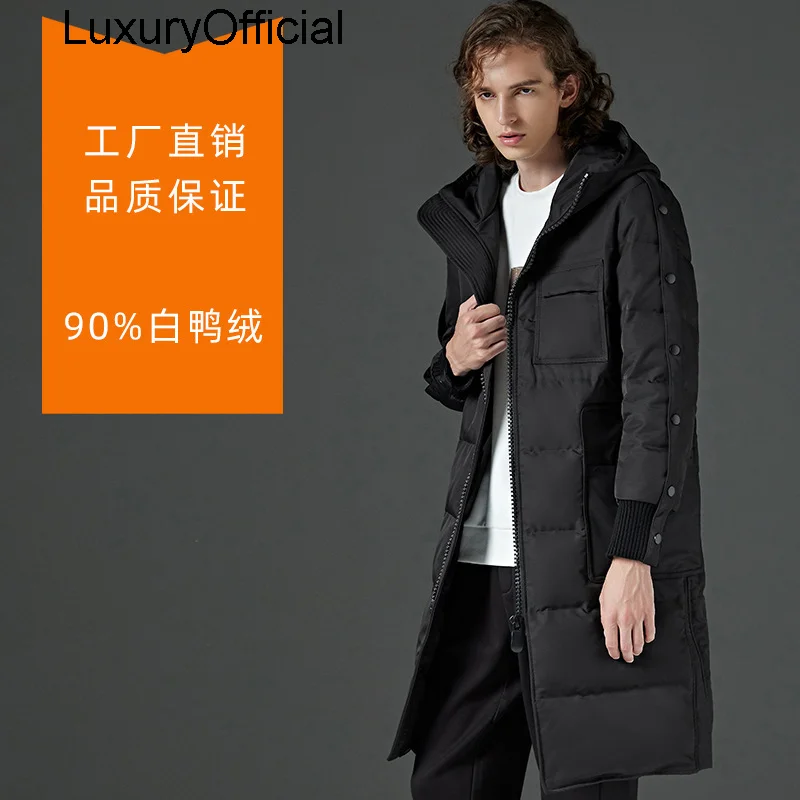 

new thick down jacket men's long knee length men's winter coat
