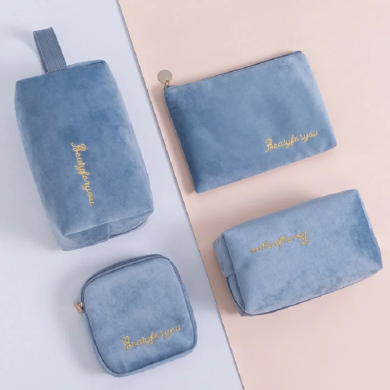 Лидер продаж фланелевая женская косметичка зимняя однотонная Женский дорожный