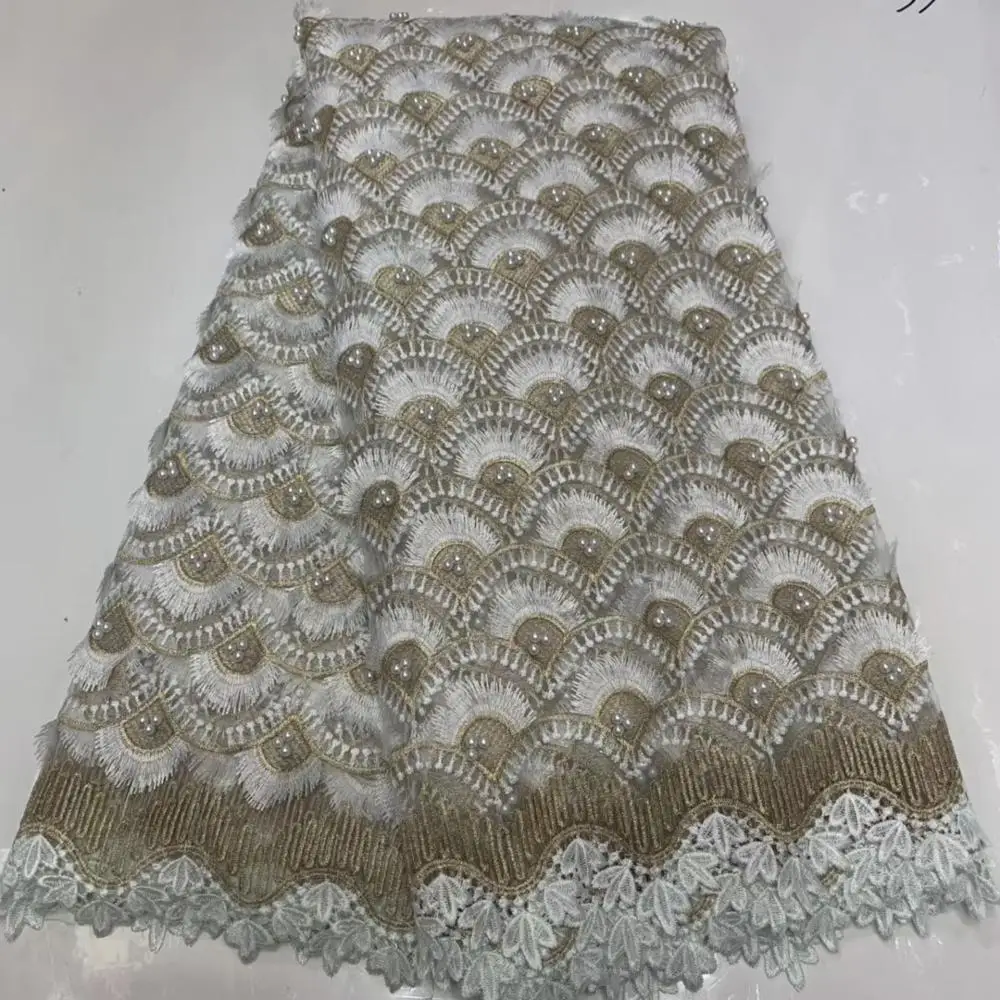 

NaXiu Nigerian Lace Fabrics French Lace Fabric With Beads 2019 African Net Lace Fabric In teal For Wedding