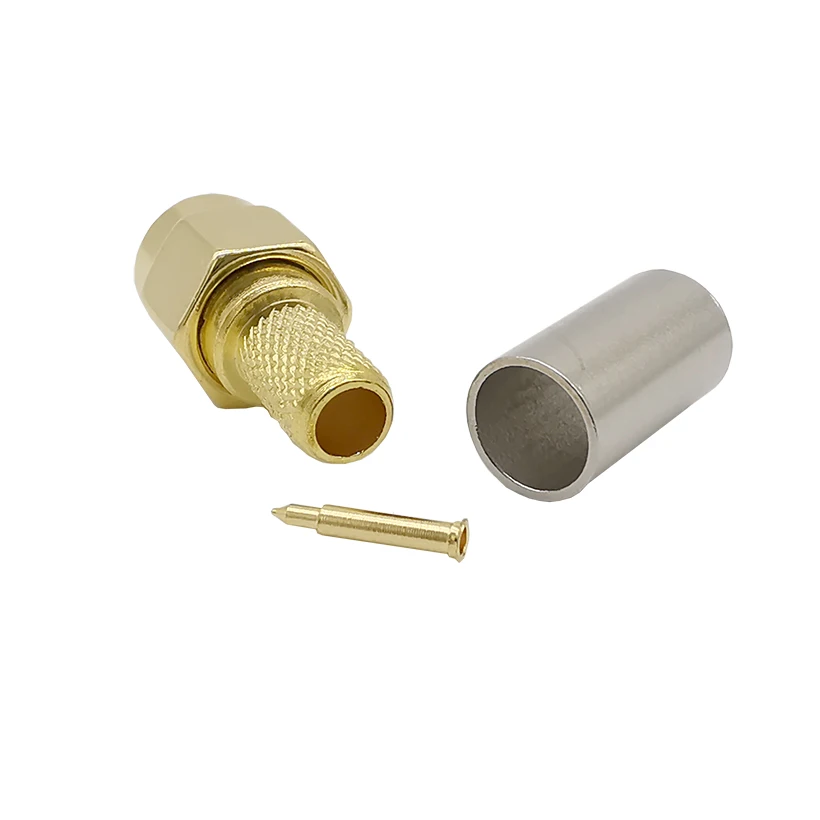 SMA штекер соединитель RF коаксиальный разъем обжимной для RG58 RG142 RG400 LMR195 RG223 кабель