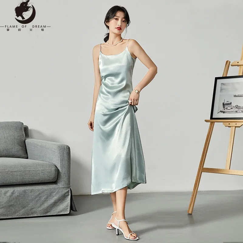 

Flame Of Deam Acetate Slip Dress Silk Suspender Underwear Dress