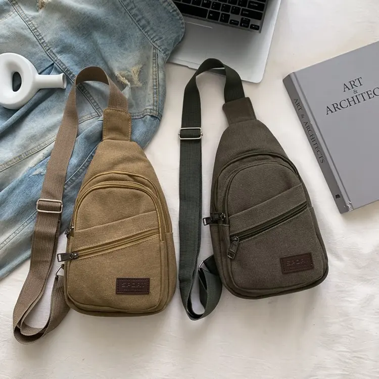 

Men's Small Chest Sling Bag Travel Hiking Cross Body Messenger Shoulder Backpack Solid Men Canvas Bag