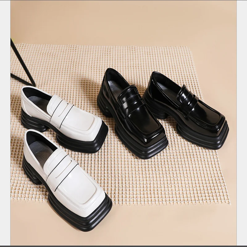 

Women's Shoes, Thick-Soled Mary Jane , Women's New Style Japanese Small Leather Shoes, Retro Loafers, Pedal Waterproof Platform