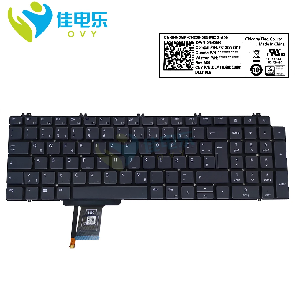 

GR German backlit keyboard for Dell 7750 precision 7550 0NN0MK NN0MK replacement keyboards backlight original EU Euro European