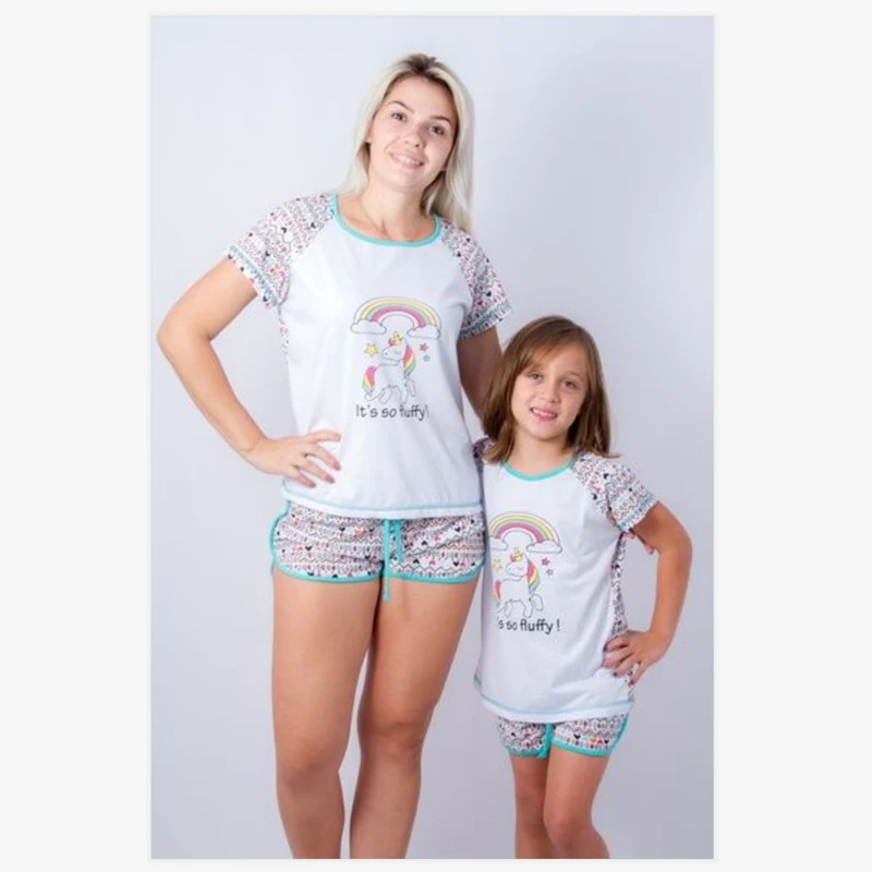 Новая повседневная Пижама для всей семьи Пижамный набор с мультяшным единорогом