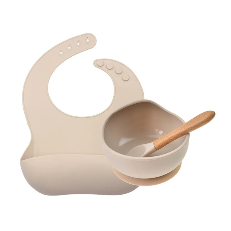 

2021 New 3 Pcs Baby Newborn Bibs Bowl Spoon Set Waterproof Silicone Feeding Saliva Towel