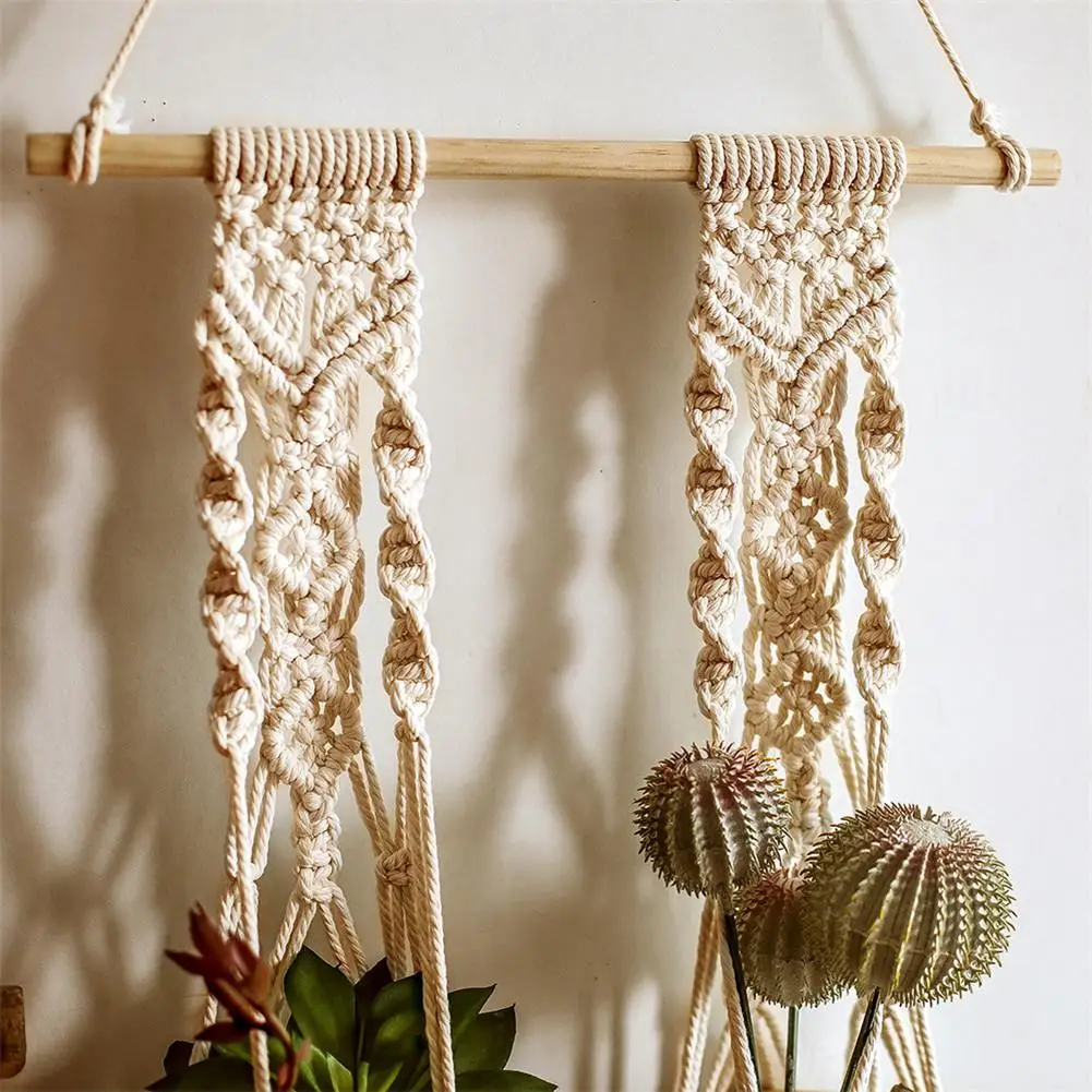 

Bohemian Tapestry Handwoven Plant Hanger Hanging Basket Handmade Cotton Rope Wall Hangings For Home Balcony Decoration