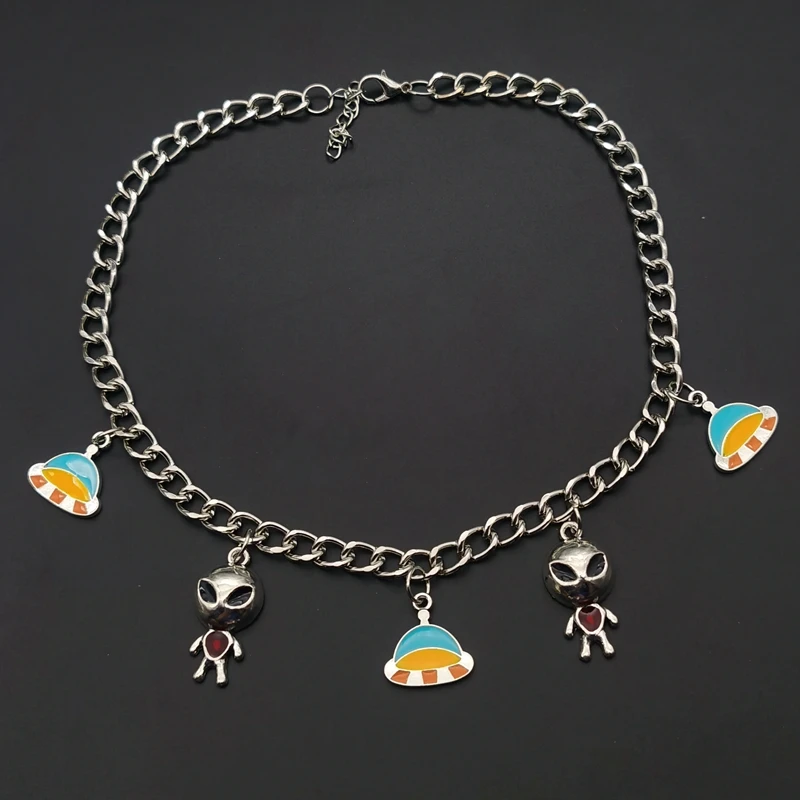 Новинка Ретро стиль Harajuku готика панк металл НЛО форма инопланетянина подвеска