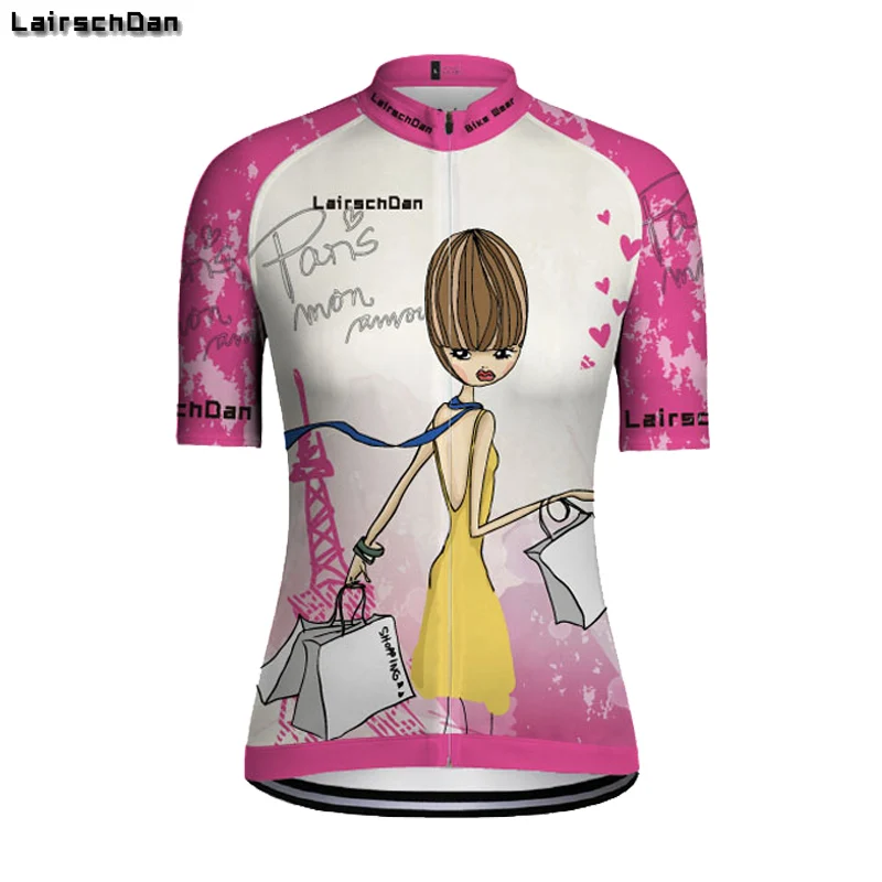 SPTGRVO LairschDan pink cycling jersey ladies bike clothing women's shirt cyclist short sleeve bicycle mtb tops | Спорт и