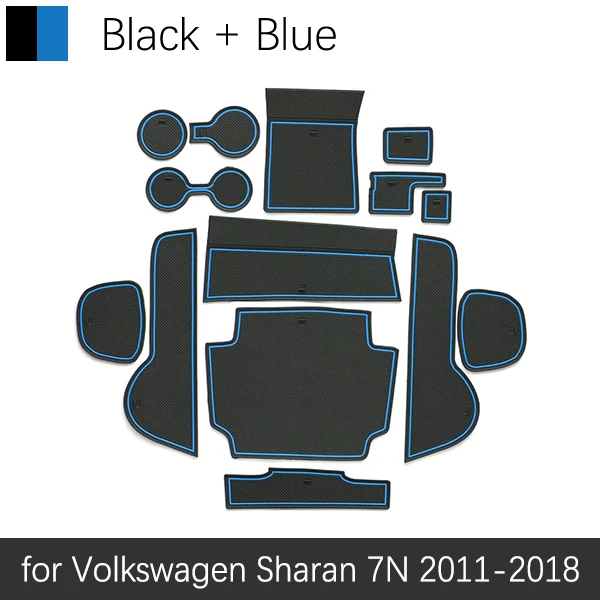 Противоскользящие резиновые чашки подушки двери паз коврик для Volkswagen VW Sharan 7N SEAT Alhambra MK2 2011~ аксессуары коврик для телефона - Название цвета: Синий