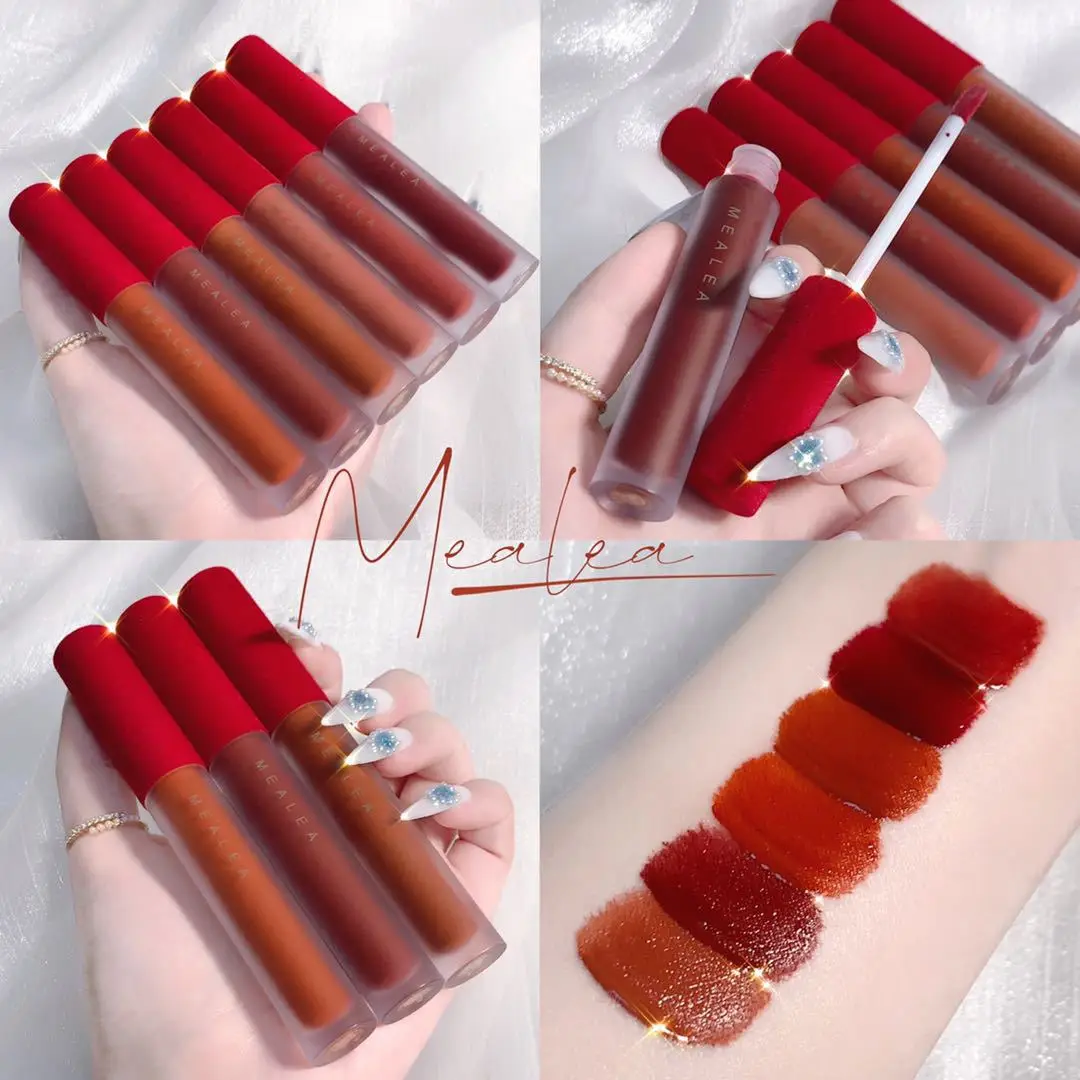 

Красная бархатная глянцевая матовая бархатная Помада для губ матовый бархатный блеск для губ Студенческая помада не быстро выцветает с ант...