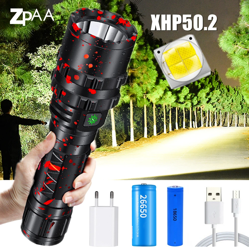 Светодиодный фонарик Xhp50.2 L2 с высоким люменом перезаряжаемый USB светодиодный