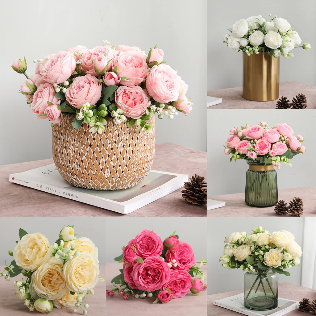 

Artificial Persian Roes Wedding Photo Simulation Flowers Bride Bouquet For Weddings Dried Fake Rose Flowers Home Decor Flower