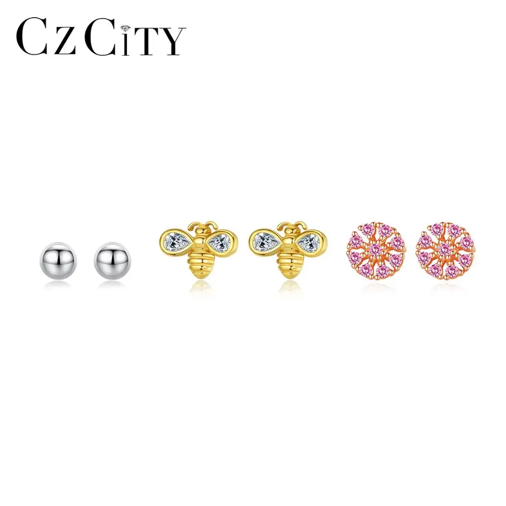 CZCITY 925 пробы серебро 3 пары детских хлопковых утепленных колготок на серьги