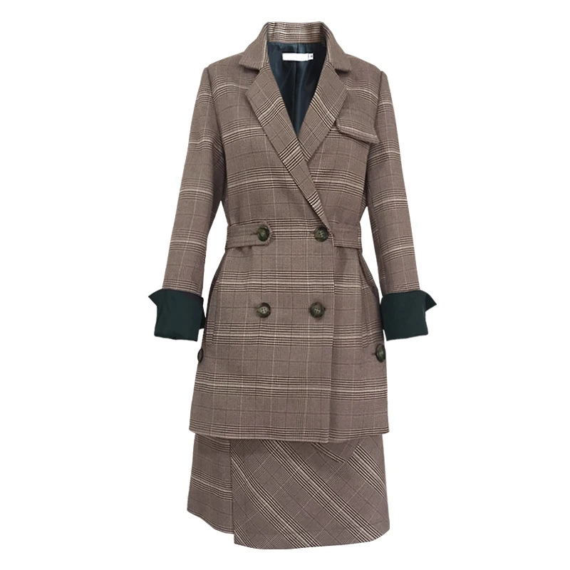 Женские деловые костюмы с юбкой и курткой комплекты одежды для работы элегантные