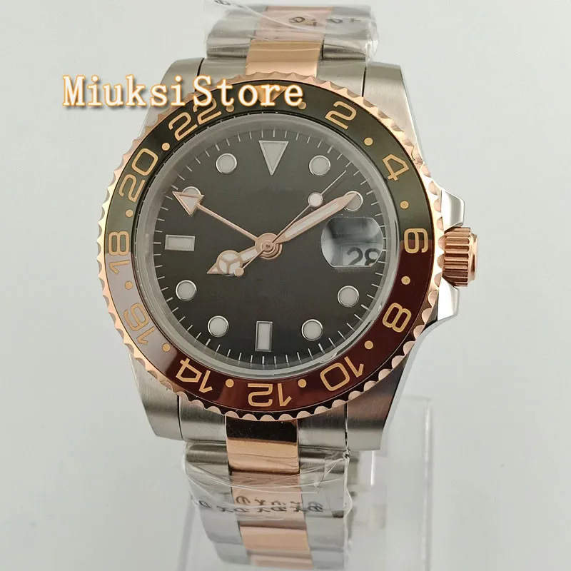 Bliger модные роскошные 40 мм черный циферблат сапфировое стекло Керамическая рамка