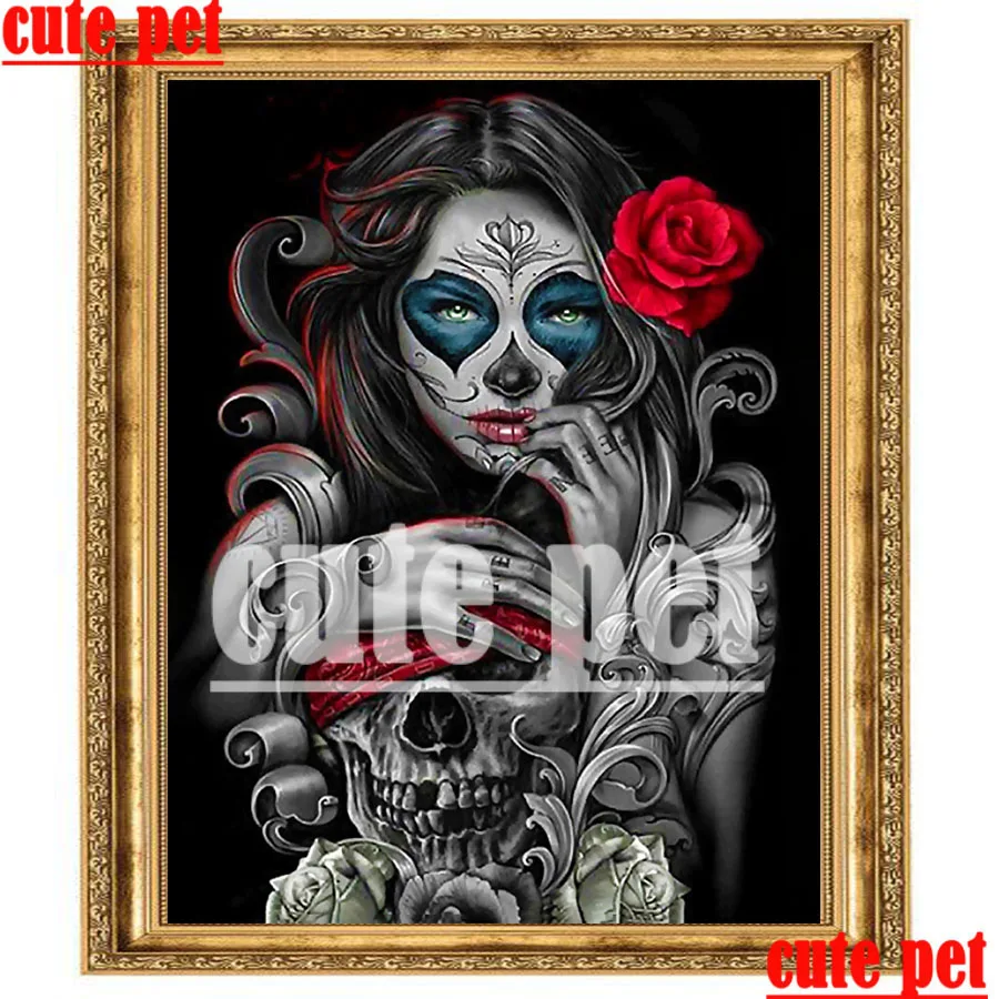Алмазная картина Goth girl Череп сделай сам вышивка крестом алмазная живопись