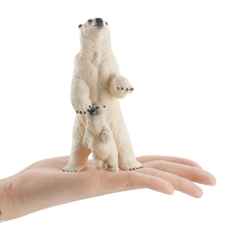 

Mother Son White Bear Figures Polar Bear Animal Model Miniature Figurines Fairy Home Garden Wedding Doll Decoration kid Toy Gift