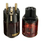 Штепсельная Вилка стандарта ЕС, аудиоразъем IEC, Hi-Fi, латунный шнур питания переменного тока, вилка для динамиков, C-079