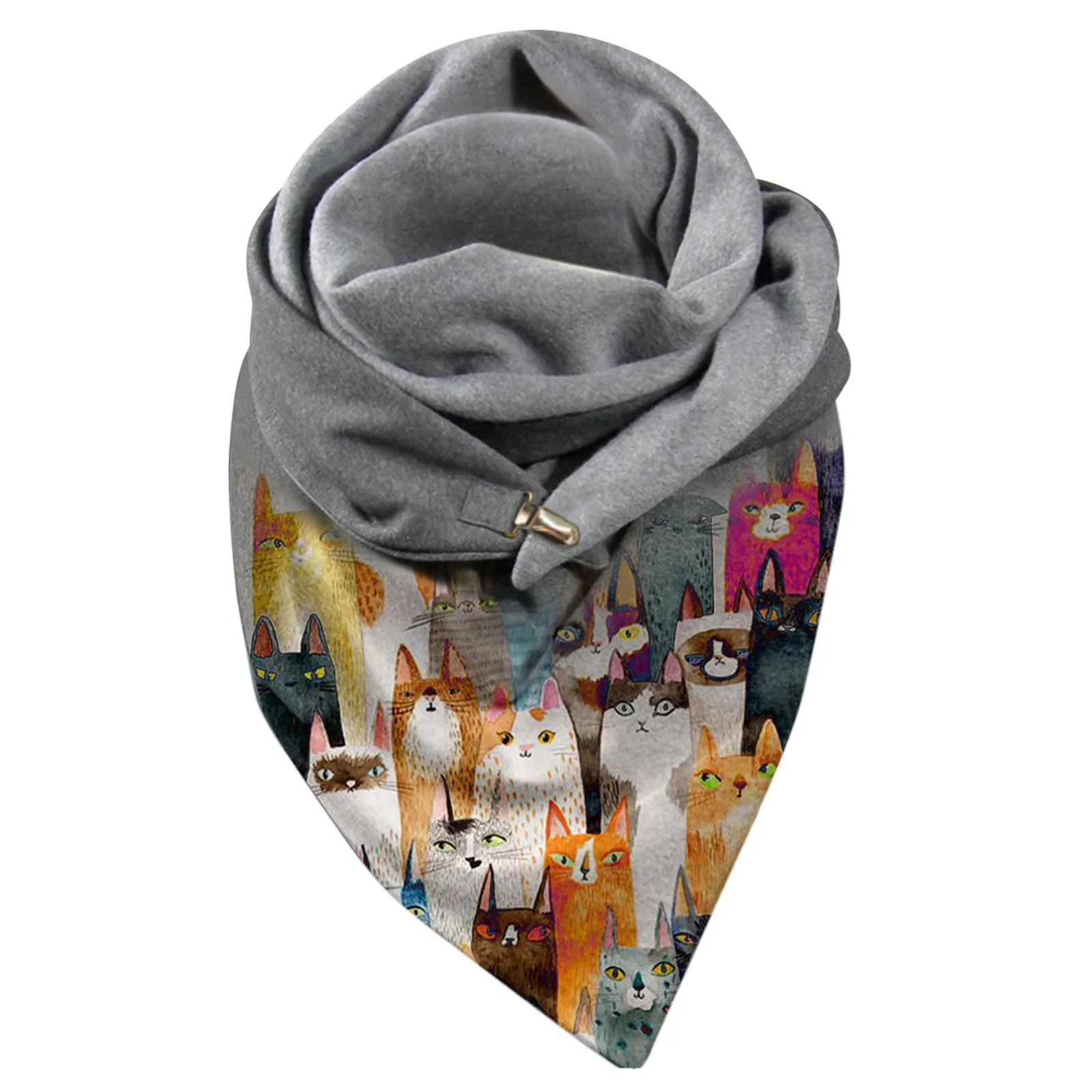 

Модный зимний теплый Шарф, Женский мягкий Шарф в стиле ретро с принтом кота на пуговицах, Женские повседневные теплые шарфы, шали, Шарф, Женс...