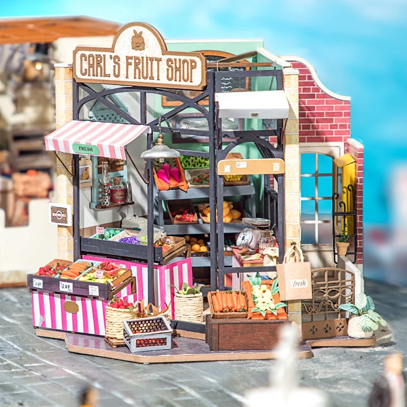 Robotime Rolife DIY Carl's Fruit Shop кукольный домик с мебелью для детей и взрослых миниатюрный