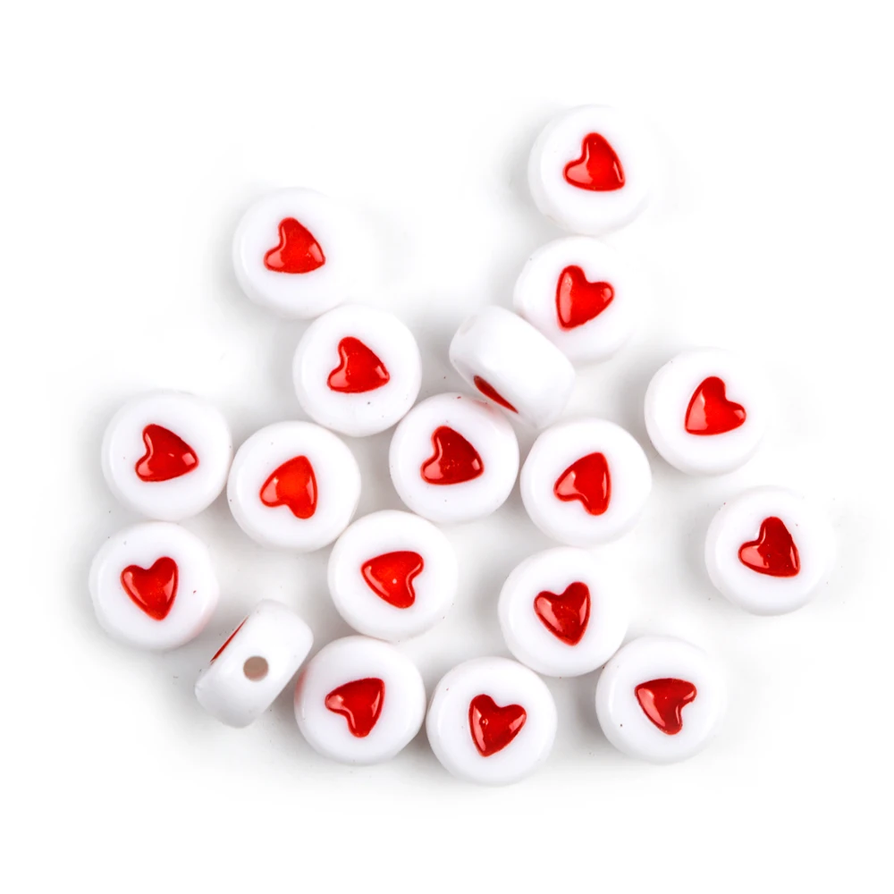 Красивые 8 мм круглые красные акриловые бусины Love подходят для подходящих