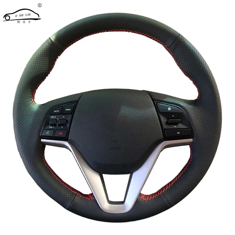 Чехол рулевого колеса автомобиля из натуральной кожи для Hyundai Tucson 2015