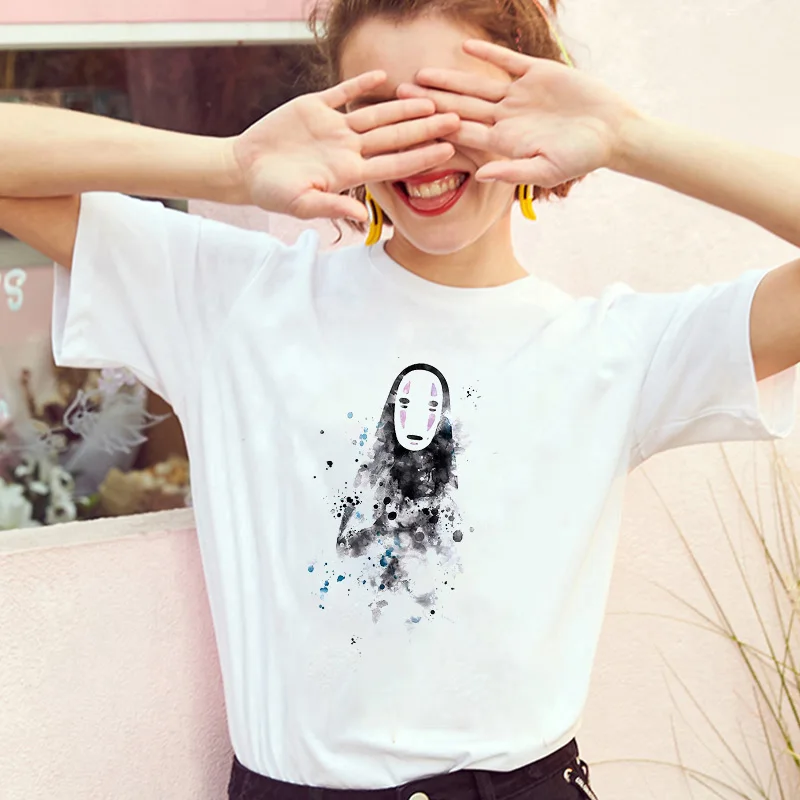 Футболка женская с принтом Los топ без лица японским аниме рисунком белый в стиле