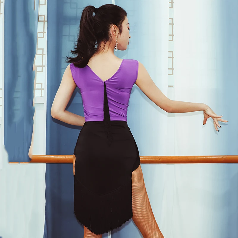 Латинское платье для танцев Для женщин сексуальные топы без рукавов Разделение