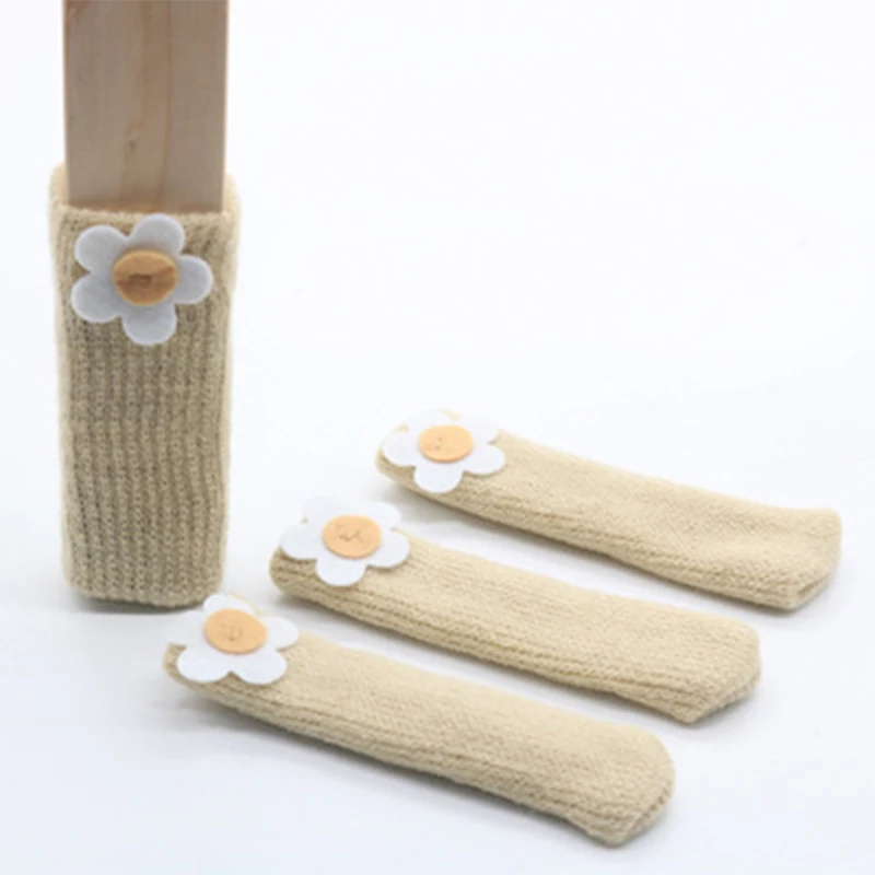 4pcs/set 10*3.5cm Anti-slip Chair Leg Socks Cloth Floor Protection Knitting Table Legs Furniture Feet Sleeve Covers | Дом и сад