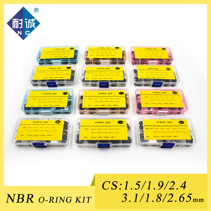 Толщина 1,5/1,8/1,9/2,4/2,65/3,1 мм резиновым кольцом NBR каучук o-образный кольцо уплотнение Нитриловые Уплотнения уплотнительных колец NBR шайба уплотнительное кольцо комплект Ассортимент Комплект
