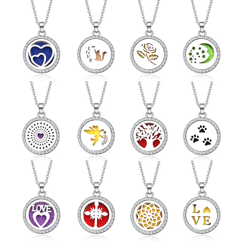 

New Aromatherapy Jewelry Essential Oil Diffuser Necklace Love Tree of Life Open Perfume Lockets Pendants Aroma Diffuser Necklace