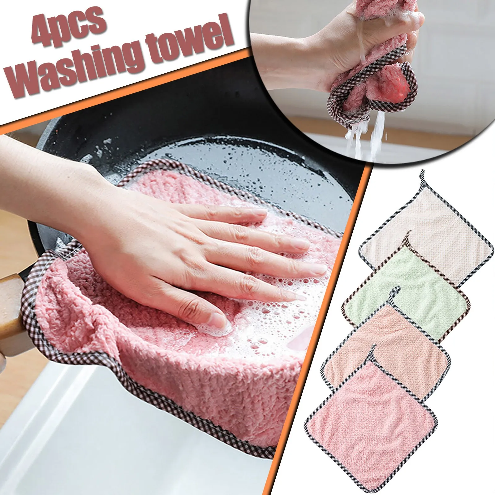 

Кухонное полотенце для мытья посуды, салфетка для очистки, антипригарное масло, коралловый бархат, салфетка для мытья посуды, окон, очистки ...