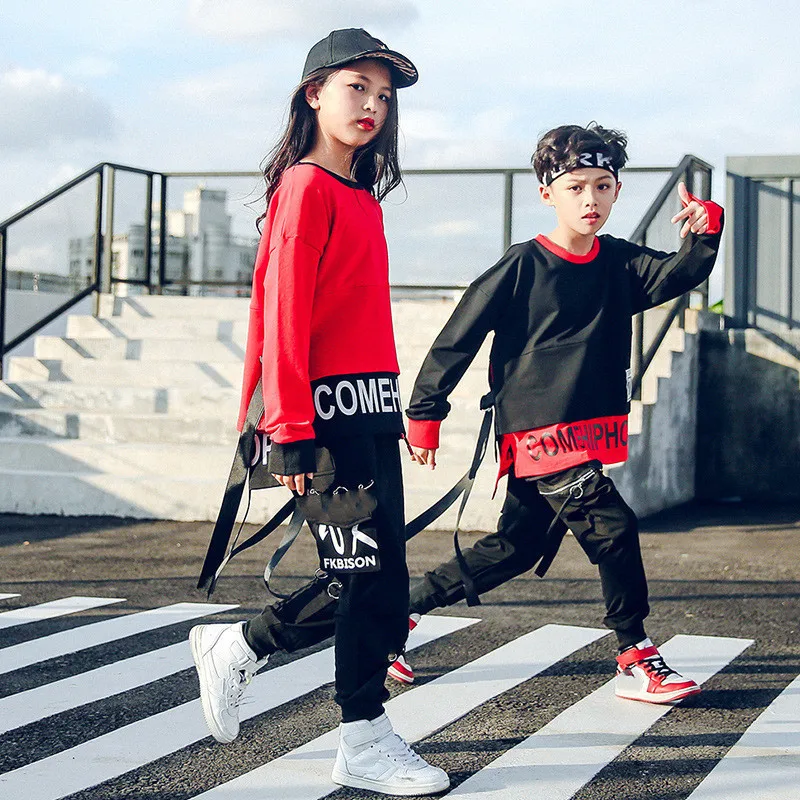 

Spring 2019 baby clothes for boys Long Sleeve children's costume for Baby Boys girls hip hop Jazz Dance Costume t shirt for kids