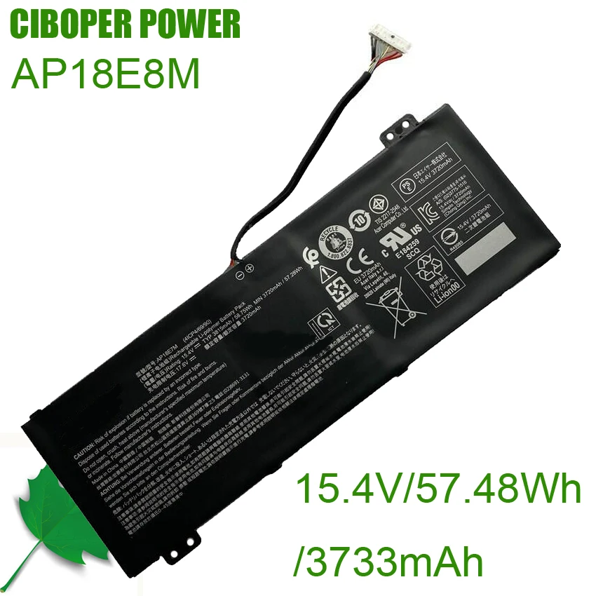 Bateria do Laptop Genuína Ap18e8m 15.4v 57.48wh para 300 Ph31552 Ph317-53 Aspire A71574g Nitro An515-54 Conceptd Cn515 cp Baterias p/ laptop