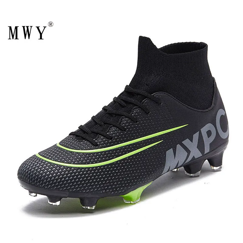 

MWY Men High Ankle Football Boots Soccer Cleats Turf Shoes Kids Soccer Shoes Indoor Futsal Sneakers Chaussure Football Enfant