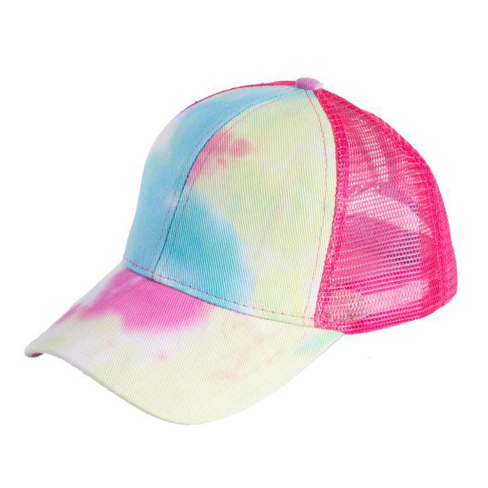 

Outdoor Women Tie Dye Anti Sun Adjustable Cotton Baseball Cap Mesh Ponytail Hat For Outdoor Tie Dye Breathable Baseball Cap Hats