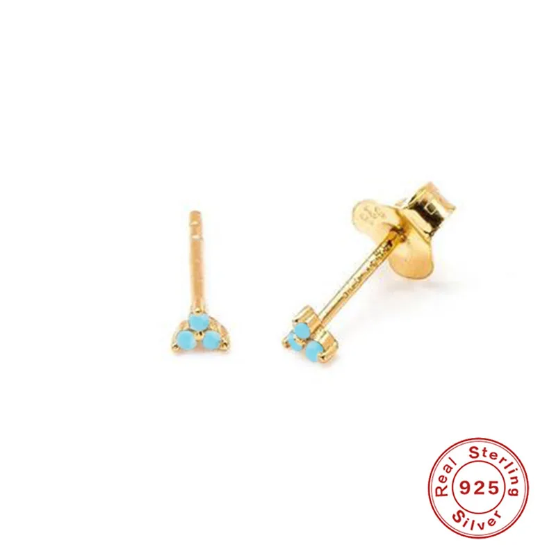 Женские серьги гвоздики ROXI с бирюзовым камнем и клевером ювелирные изделия из