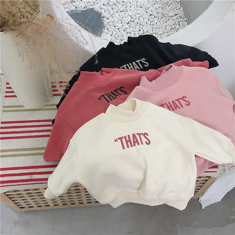

Детские толстовки с капюшоном, повседневные плотные толстовки с длинными рукавами и буквенным принтом в Корейском стиле для девочек и маль...
