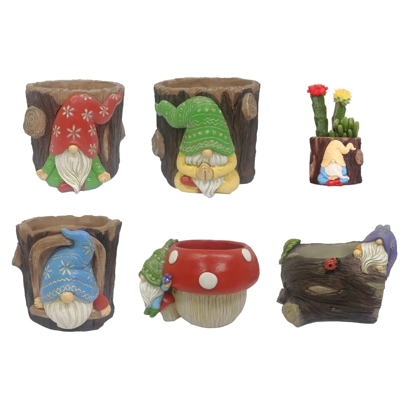 

Полимерный цветочный горшок гном, искусственный карликовый эльф, Контейнер С КАКТУСОМ для дома, офиса, балкона, уличное украшение для сада