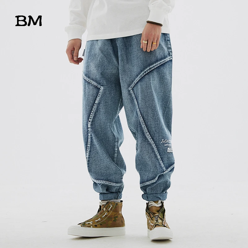 Высокое качество прямые джинсы свободные модные брюки карго мужские корейский